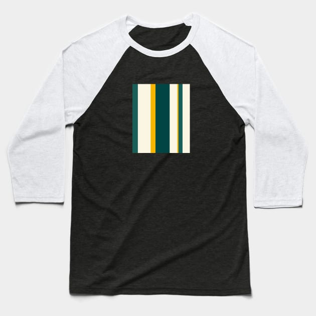 Green and yellow stripes Baseball T-Shirt by pepques